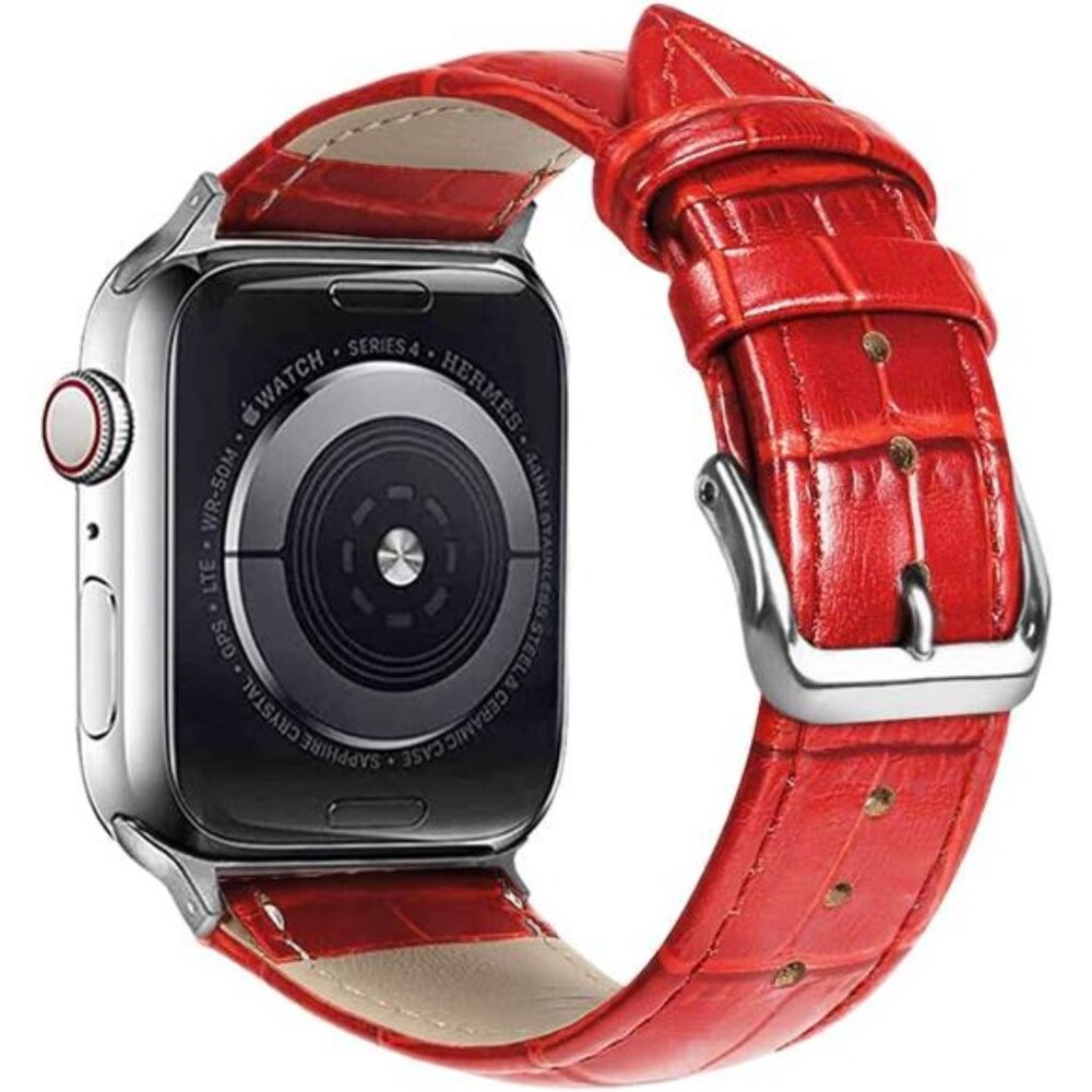 NEW Red Genuine Leather Apple Watch Band
